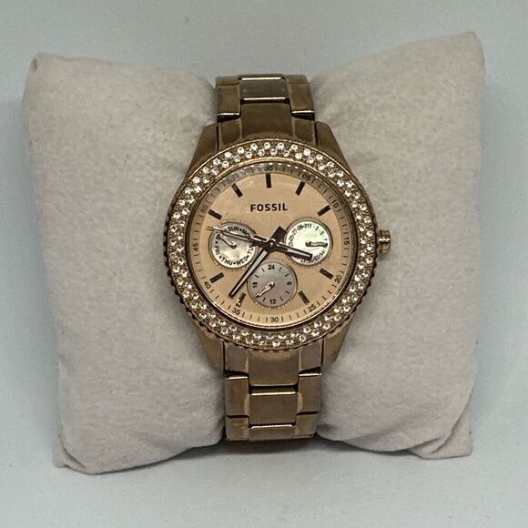 Fossil Stella ES3003 Womens Stainless Steel Analog Rose Dial Quartz Watch HME265 - Picture 2 of 11